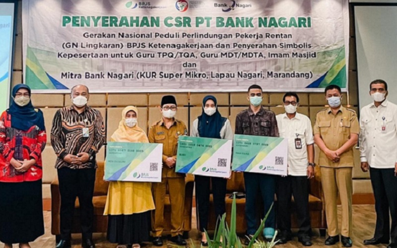 Bank Nagari Berikan Bantuan Premi BPJAMSOSTEK Kepada 1.033 Nasabah dan Mitra 